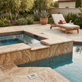 Travertine Coping Walnut 16x16 Double Bullnose Tumbled pool coping — Spa spa overhang edge
