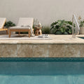 Travertine Coping Walnut 16x16 Double Bullnose Tumbled pool coping — Swimming Pool pool edge drop-face coping