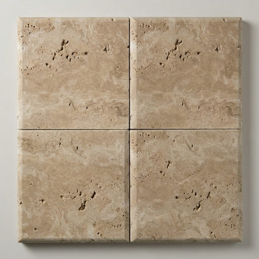 Walnut Travertine Coping Stone in Unfilled Honed - 16x16 inch close-up