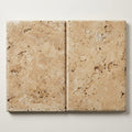 Travertine Coping Walnut 16x24 Tumbled Bullnose close-up