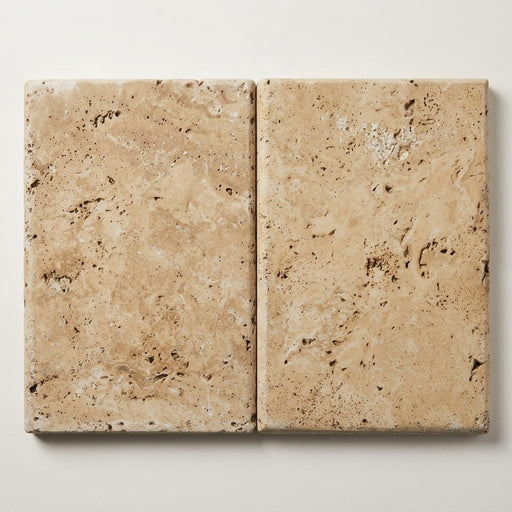 Travertine Coping Walnut 16x24 Tumbled Bullnose close-up