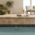 Travertine Coping Walnut 16x24 Tumbled Bullnose pool coping — Spa spa overhang edge