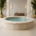 Travertine Coping Walnut 4x14 Tumbled Bullnose 2 in 4x12 pool coping — Spa spa overhang edge