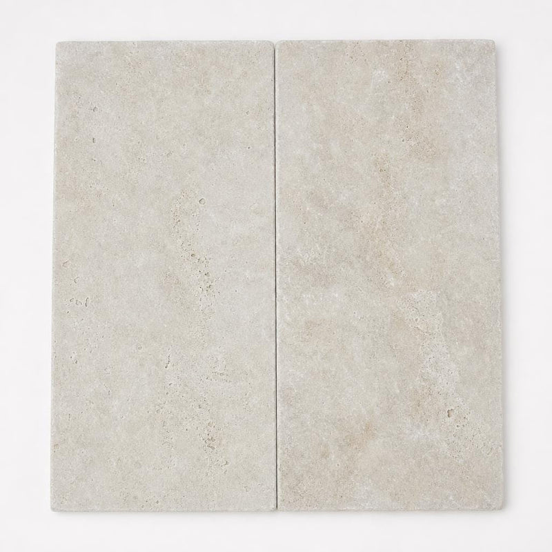 Walnut Travertine Paver 12x24 Unfilled, Honed 2 inch close-up