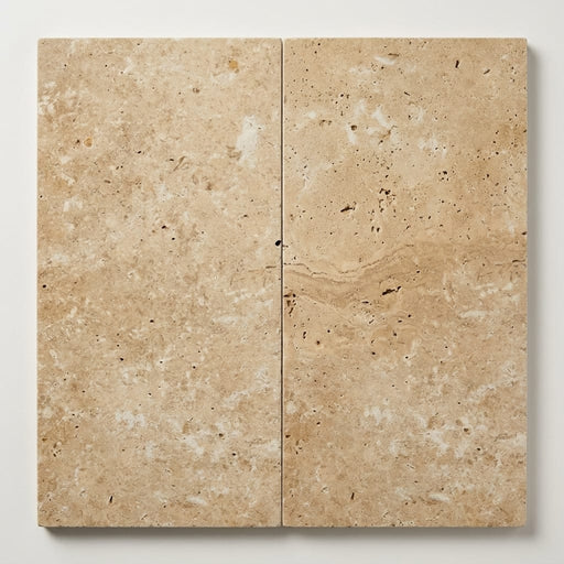 Walnut Travertine Paver 12x24 Unfilled, Honed close-up