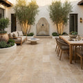 Walnut Travertine Paver 12x24 Unfilled, Honed — Courtyard paving