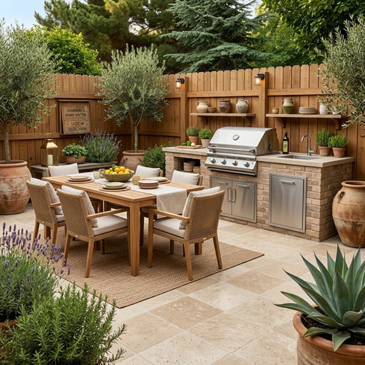 Walnut Travertine Paver 14x14 Brushed 5 cm — Backyard patio