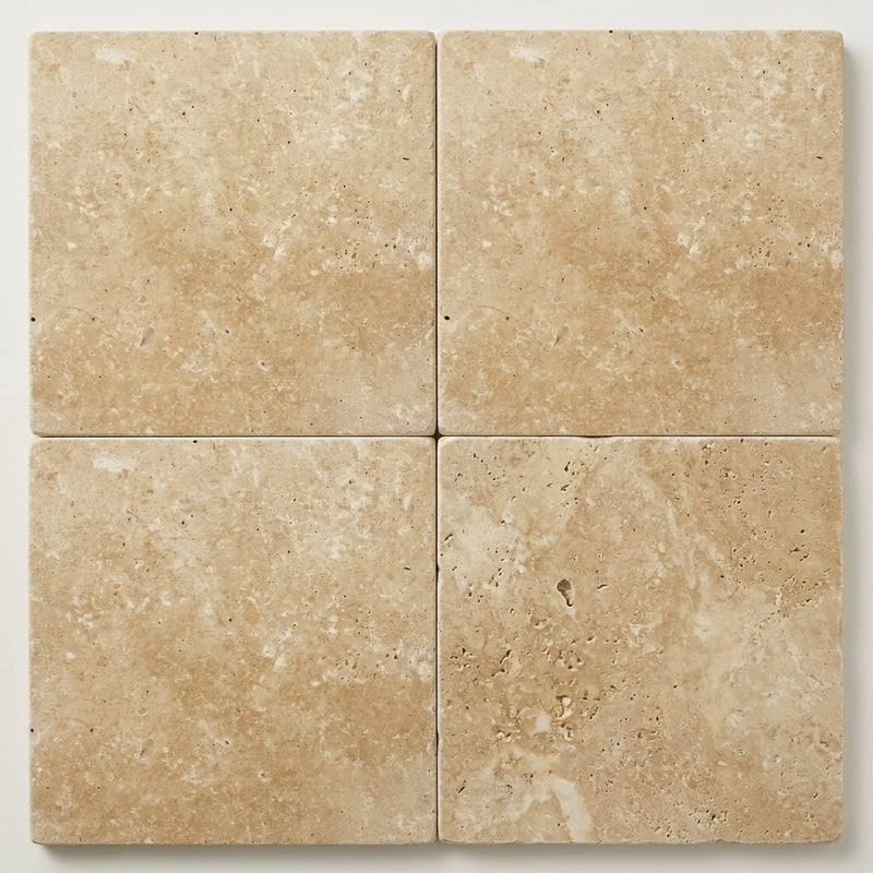 Walnut Travertine Paver 14x14 Brushed 5 cm close-up