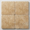Walnut Travertine Paver 14x14 Tumbled 5 cm close-up