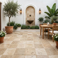 Walnut Travertine Paver 14x14 Tumbled 5 cm — Courtyard paving