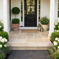 Walnut Travertine Paver 14x14 Tumbled 5 cm — Front Yard front porch