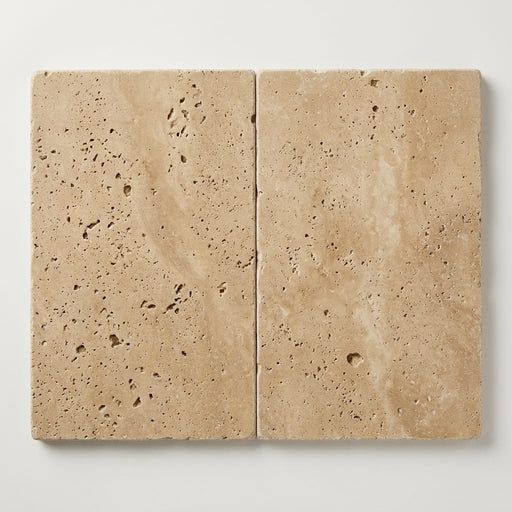 Walnut Travertine Paver - Unfilled, Honed, 1.25 inch, 16x24 close-up