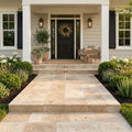 Walnut Travertine Paver - Unfilled, Honed, 1.25 inch, 16x24 — Front Yard front porch