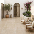 Walnut Travertine Paver 24x36 Tumbled 1.25 inch — Courtyard paving