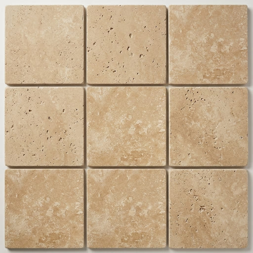 Walnut Travertine Tile 12x12 Tumbled close-up