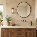 Walnut Travertine Tile 12x24 Tumbled — Bathroom vanity wall