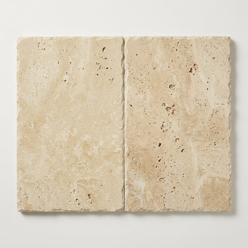 Walnut Travertine Tile 16x24 Brushed Chiseled close-up