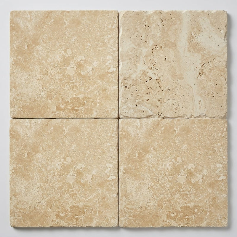 Walnut Travertine Tile 18x18 Brushed Chiseled close-up