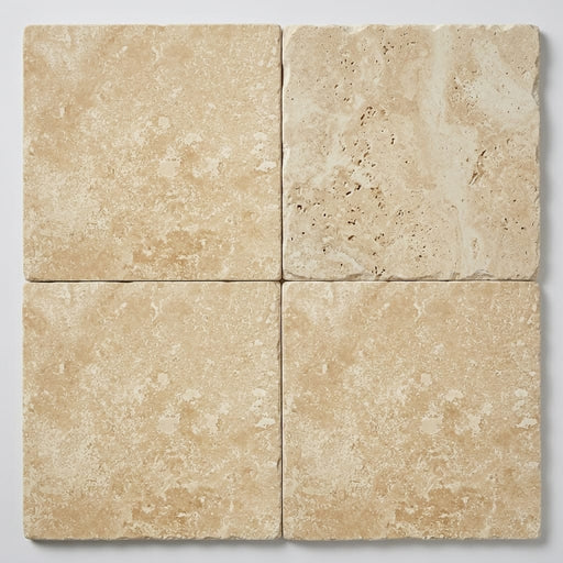 Walnut Travertine Tile 18x18 Brushed Chiseled close-up