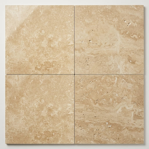 Walnut Travertine Tile 18x18 Polished close-up