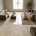 Walnut Travertine Tile 18x18 Polished — Family Room floor