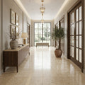 Walnut Travertine Tile 18x18 Polished — Hallway floor