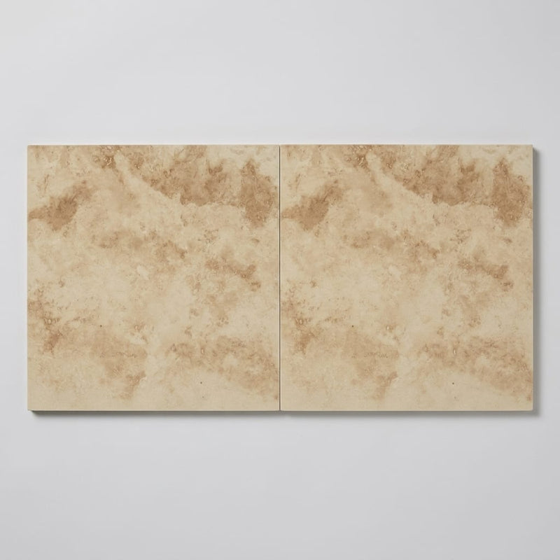 Walnut Travertine Tile 24x24 Filled, Honed close-up