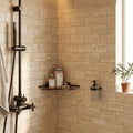 Walnut Travertine Tile 3x6 Tumbled — Bathroom shower wall