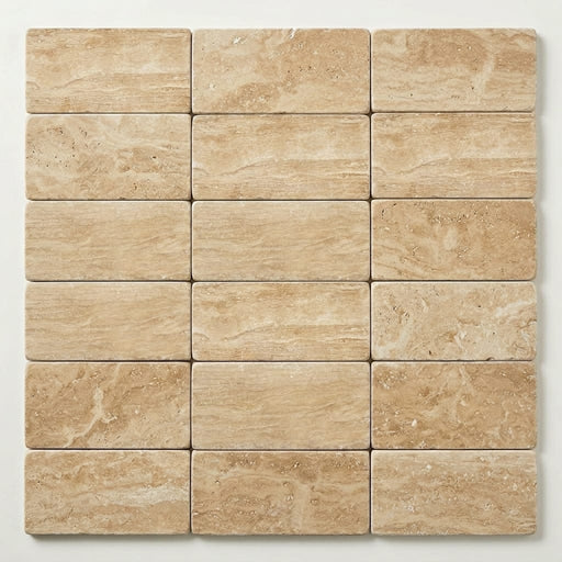Walnut Travertine Tile 3x6 Tumbled close-up