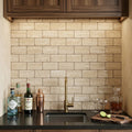 Walnut Travertine Tile 3x6 Tumbled — Wet Bar backsplash