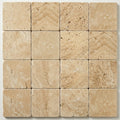 Walnut Travertine Tile 4x4 Tumbled close-up