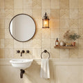 Walnut Travertine Tile 4x4 Tumbled — Powder Room wall
