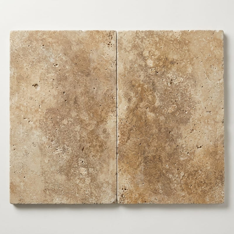 Walnut Tumbled 16x24 1-1/4" Travertine Paver close-up