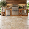 Walnut Tumbled 24x24 1-1/4" Travertine Paver — Outdoor Kitchen floor