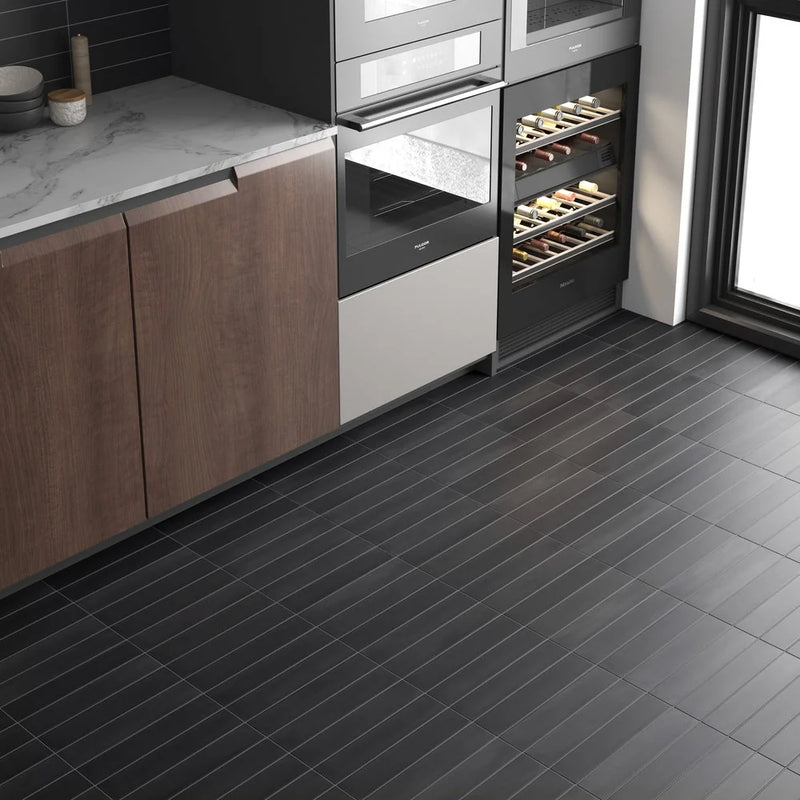 Wander Noir Black 2.5x12 Matte Porcelain Wall & Floor Tile