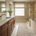 Waterbrook Brown 12x12 Jumbo Sliced Pebble Marble Mosaic 12x12_sheet — Bathroom shower floor