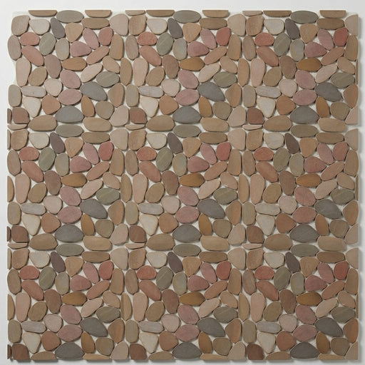 Waterbrook Brown 12x12 Jumbo Sliced Pebble Marble Mosaic 12x12_sheet close-up