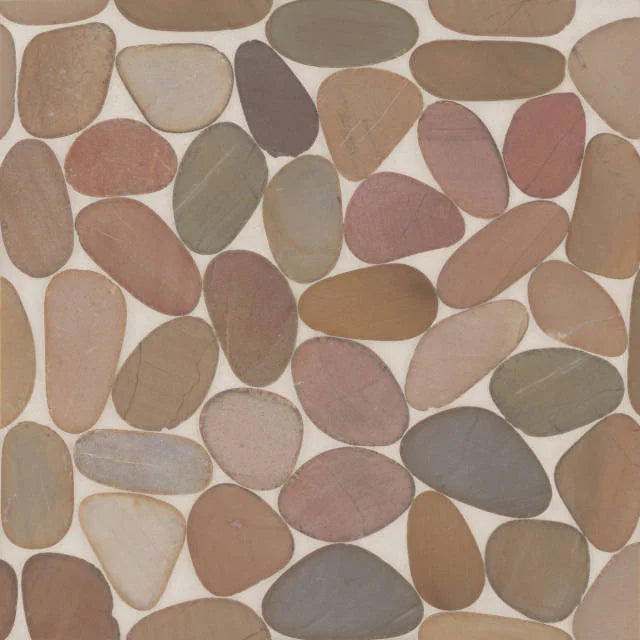 Waterbrook Brown 12x12 Jumbo Sliced Pebble Marble Mosaic