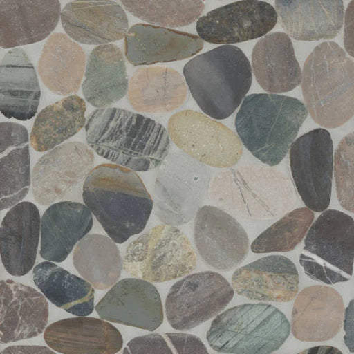 Waterbrook Grey Mix Jumbo Sliced Pebble 12x12 Glass Mosaic