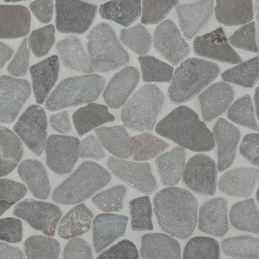 Waterbrook Pewter Grey Medium Sliced Pebble 12x12 Stone Mosaic