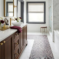 Waterbrook Rosso Levanto 12x12 Medium Sliced Pebble Marble Mosaic 12x12_sheet — Bathroom shower floor