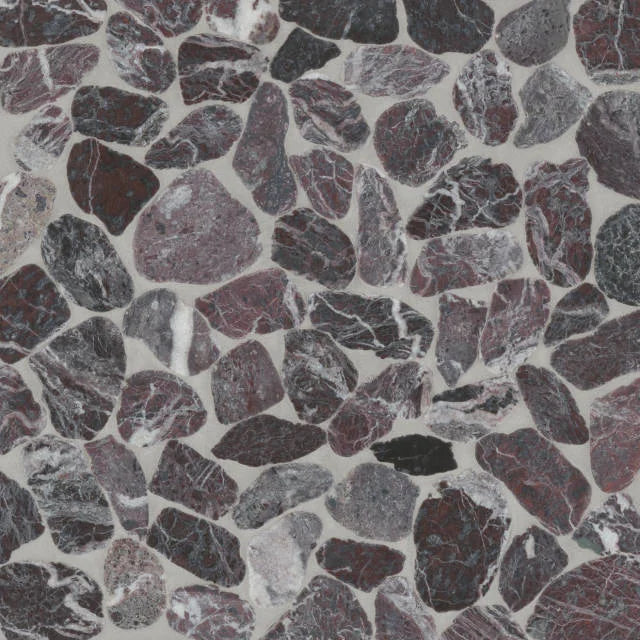 Waterbrook Rosso Levanto 12x12 Medium Sliced Pebble Marble Mosaic