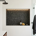 Waterbrook Super Black 12x12 Jumbo Sliced Pebble Stone Mosaic 12x12_sheet — Bathroom niche
