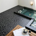 Waterbrook Super Black 12x12 Jumbo Sliced Pebble Stone Mosaic 12x12_sheet — Spa spa interior