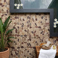 Waterbrook Tan/Brown/Cherry 12x12 Jumbo Sliced Pebble Stone Mosaic 12x12_sheet — Spa spa interior