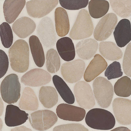 Waterbrook Tan/Brown/Cherry 12x12 Jumbo Sliced Pebble Stone Mosaic
