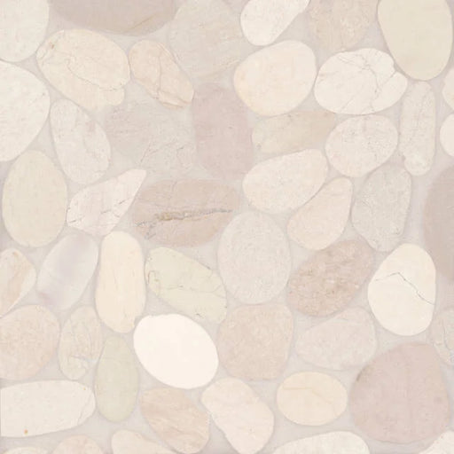Waterbrook White 12x12 Jumbo Sliced Pebble Glass Mosaic