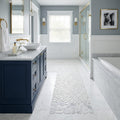 Waterbrook White Carrara 12x12 Medium Sliced Pebble Marble Mosaic 12x12_sheet — Bathroom shower floor