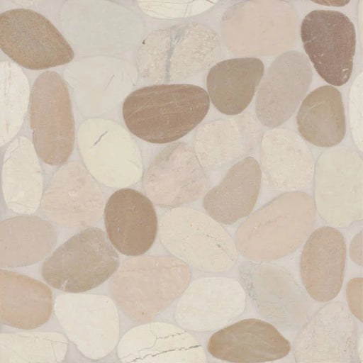 Waterbrook White/Tan Jumbo Sliced Pebble 12x12 Mosaic