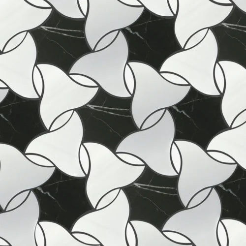 Waterjet Belle 9x10.5 Polished Marble Mosaic Tile